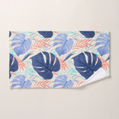 Maleah Monstera Tropical Hawaiian Waterverf - Blau Bad Handdoek (Handdoek)