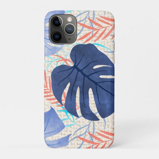 Maleah Monstera Tropical Hawaiian Waterverf - Blau Case-Mate iPhone Case (Achterkant)