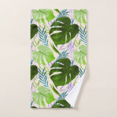 Maleah Monstera Tropical Hawaiian Waterverf-Green Bad Handdoek (Handdoek)