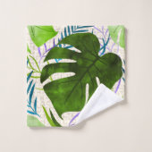 Maleah Monstera Tropical Hawaiian Waterverf-Green Bad Handdoek (Wasdoekje)
