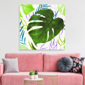 Maleah Monstera Tropical Hawaiian Waterverf-Green Canvas Afdruk (Insitu (Woonkamer))