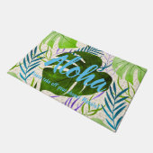 Maleah Monstera Tropical Hawaiian Waterverf-Green Deurmat (Schuin)