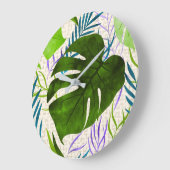 Maleah Monstera Tropical Hawaiian Waterverf-Green Grote Klok (Hoek)