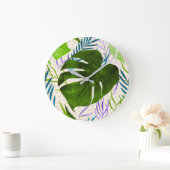 Maleah Monstera Tropical Hawaiian Waterverf-Green Grote Klok (Huis)