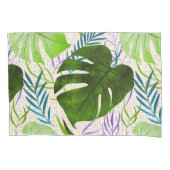 Maleah Monstera Tropical Hawaiian Waterverf-Green Kussensloop (Voorkant)