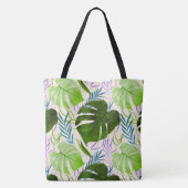 Maleah Monstera Tropical Hawaiian Waterverf-Green Tote Bag (Achterkant)
