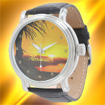 Malecon Sunset 2441 Horloge<br><div class="desc">Schilder "Malecon Sunset 2441" Collectie De Leather Watch van de Mannen is een groot tijdstuk dat nooit uit stijl zal verdwijnen. Ideaal voor zowel formele als leuke gelegenheden. Pas het product aan op de productpagina of klik op de knop Aanpassen voor meer ontwerpopties. Ontwerp gemaakt van mijn schilderij "Malecon Sunset...</div>
