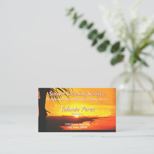 Malecon Sunset 2441 QR Code Visitekaartje (Staand voorkant)