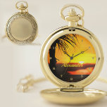 Malecon Sunset 2441 Zakhorloge<br><div class="desc">Schilderij "Malecon Sunset 2441" Collectie Dit zakhorloge zorgt voor een perfect cadeau. Buitenbehuizing gemaakt van premium legering. Klassieke uurwerkprecisie aangedreven door Japanse beweging. Personaliseer op de productpagina of klik op de knop "Aanpassen" voor meer ontwerpopties Buitenbehuizing - Goud of Zilver. Ontwerp gemaakt op basis van mijn schilderij "Malecon Sunset 2441"...</div>