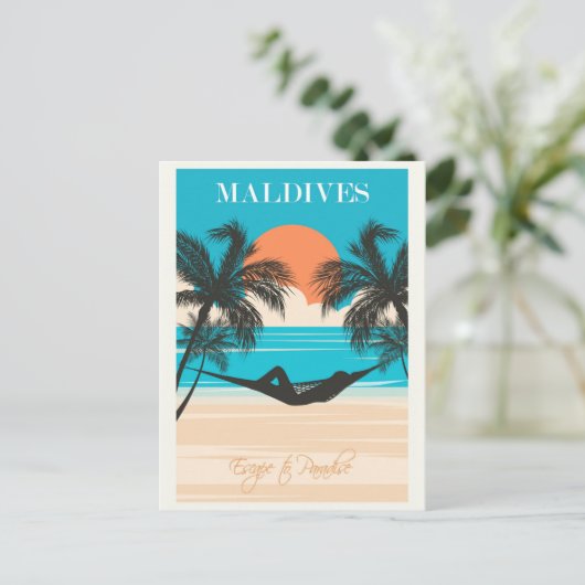 Malediven  Beach Travel Briefkaart (Staand voorkant)