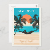 Malediven  Beach Travel Briefkaart (Voorkant / Achterkant)