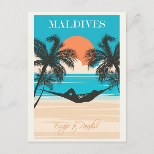 Malediven  Beach Travel Briefkaart (Voorkant)