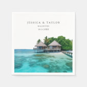 Malediven Bruiloft Aangepaste foto Cocktail servet (Voorkant)