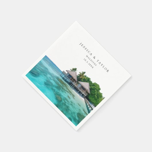 Malediven Bruiloft Aangepaste foto Cocktail servet (Hoek)