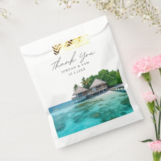 Malediven bruiloft strand foto bedankzakje (Gezegeld)