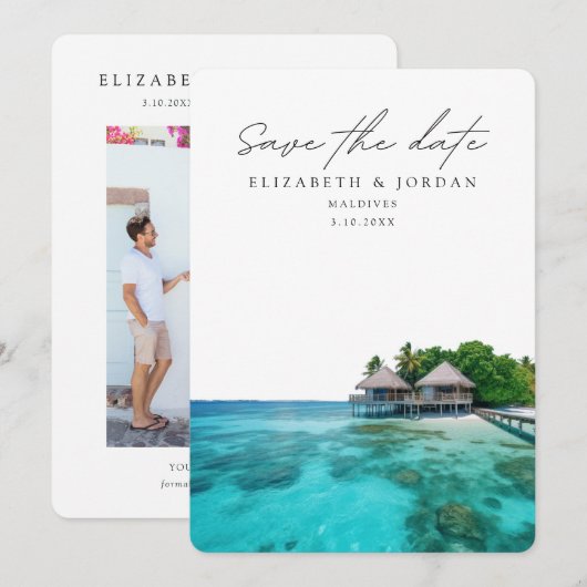 Malediven Foto Save the Date Bruiloft Kaart (Voorkant / Achterkant)