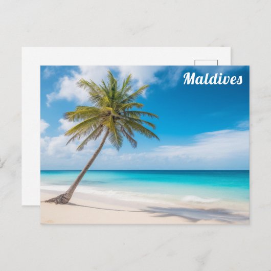 Malediven Island Ocean Beach Palm Tree Travel Briefkaart (Voorkant / Achterkant)