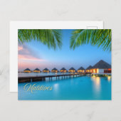 Malediven Mooi Resort bij zonsondergang Briefkaart (Voorkant / Achterkant)