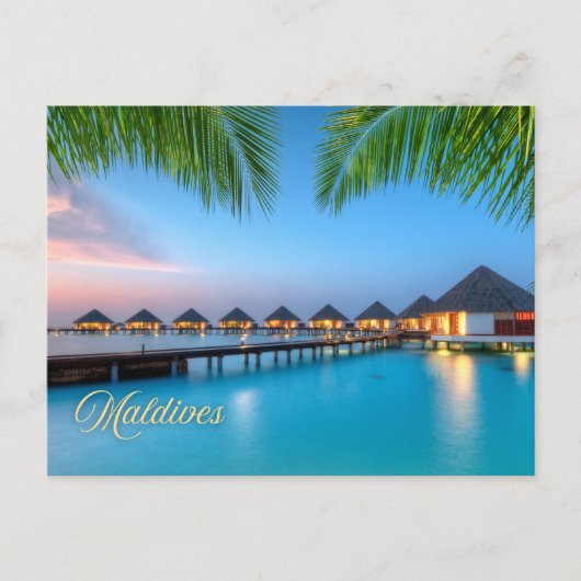 Malediven Mooi Resort bij zonsondergang Briefkaart (Voorkant)