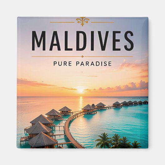 🏝️ Malediven Overwater Villa Paradijs Modern  Magneet (Voorkant)