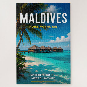 🧲 Malediven Reisherinnering boven water 🏝️ Legpuzzel