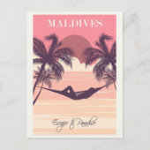 Malediven Roze  Beach Travel Briefkaart (Voorkant)