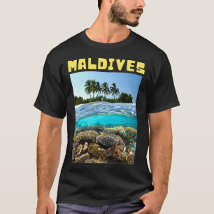 Malediven schattig eiland onder water t-shirt