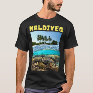 Malediven schattig eiland onder water t-shirt