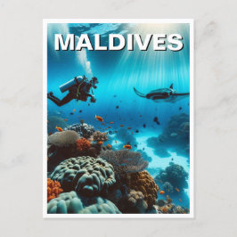 Malediven Scuba Diving Travel Briefkaart