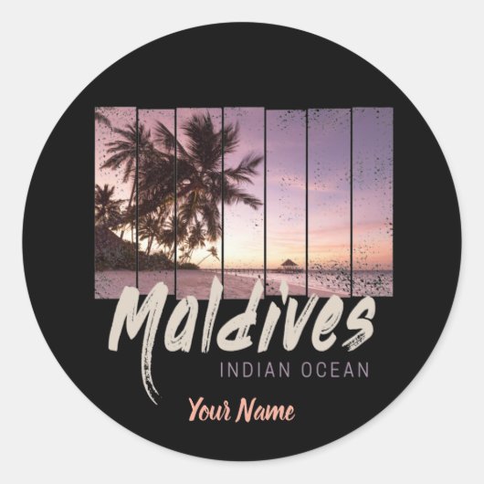 Malediven sunset souvenir in de Indische Oceaan Ronde Sticker (Voorkant)