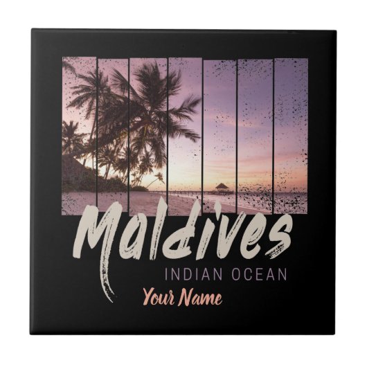 Malediven  sunset souvenir in de Indische Oceaan Tegeltje (Voorkant)