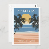 Malediven  Tropical Beach Ocean Travel Briefkaart (Voorkant / Achterkant)