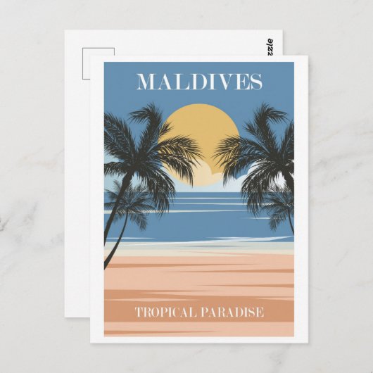Malediven  Tropical Beach Ocean Travel Briefkaart (Voorkant / Achterkant)