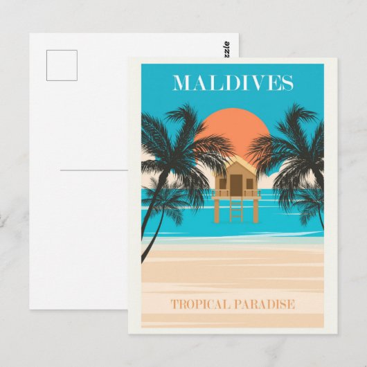 Malediven  Tropical Beach Ocean Travel Briefkaart (Voorkant / Achterkant)