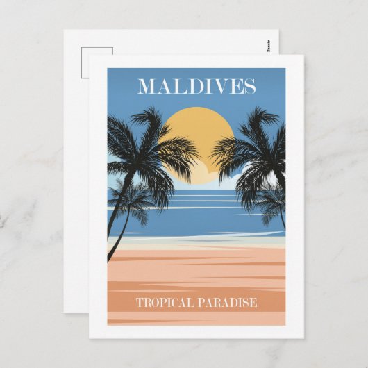 Malediven, tropisch paradijs feestdagenkaart (Voorkant / Achterkant)