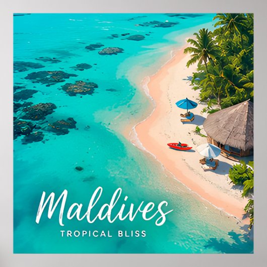 🧲 Malediven Tropisch Strand Vakantie Herinnering  Poster (Voorkant)
