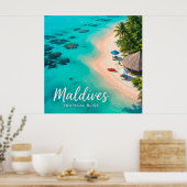 🧲 Malediven Tropisch Strand Vakantie Herinnering  Poster (Keuken)