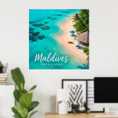 🧲 Malediven Tropisch Strand Vakantie Herinnering  Poster (Thuiskantoor)