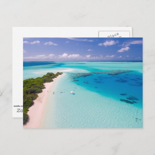 Malediven, uitzicht vanuit de lucht op het strand briefkaart (Voorkant / Achterkant)