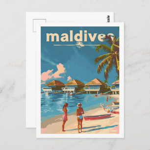 Malediven Vintage Beroemde Reisplaats Briefkaart