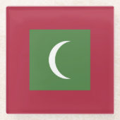 Malediven vlag glazen onderzetter (Voorkant)