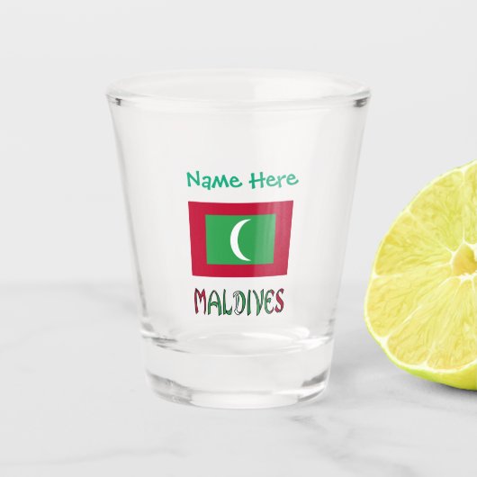Malediven Vlag Groen gepersonaliseerd Shot Glas (Voorkant)