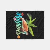 Malediven Zee Turtle Hibiscus Island Gift Beach So Fleece Deken (Voorkant (Horizontaal))