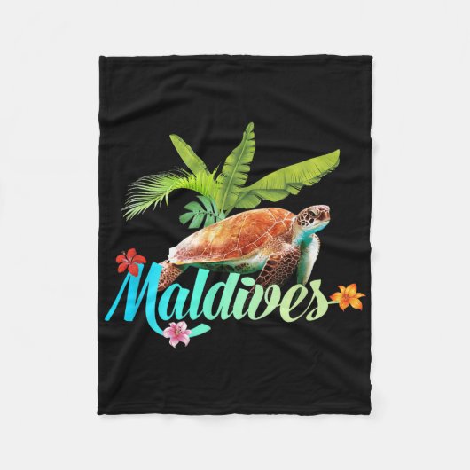 Malediven Zee Turtle Hibiscus Island Gift Beach So Fleece Deken (Voorkant)