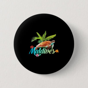 Malediven Zee Turtle Hibiscus Island Gift Beach So Ronde Button 5,7 Cm