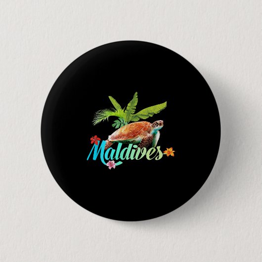Malediven Zee Turtle Hibiscus Island Gift Beach So Ronde Button 5,7 Cm (Voorkant)