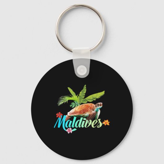 Malediven Zee Turtle Hibiscus Island Gift Beach So Sleutelhanger (Voorkant)