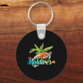Malediven Zee Turtle Hibiscus Island Gift Beach So Sleutelhanger (Voorkant)