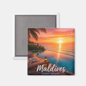 🧲 Malediven Zonsondergang Escape Reis Herinnering Magneet (Voorkant / Achterkant)