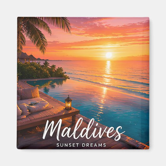 🧲 Malediven Zonsondergang Escape Reis Herinnering Magneet (Voorkant)